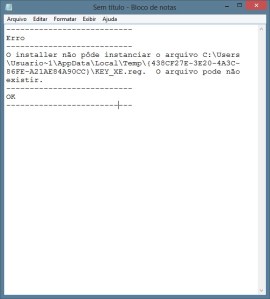 Erro da instalação - Notepad
