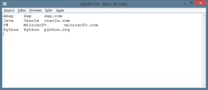 Texto - separados por tab