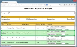 Lista de Aplicações Web - Tomcat